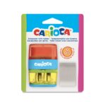 Carioca Temperamatite a 2 fori con gomma e contenitore - Diametro massimo Ø 10,2 mm - Colori assortiti a caso - immagine 3