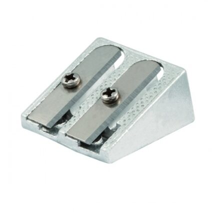 Tappo affilamatite metallico Faibo a 2 fori per matite fino a 10 mm - Forma a cuneo - Colore alluminio