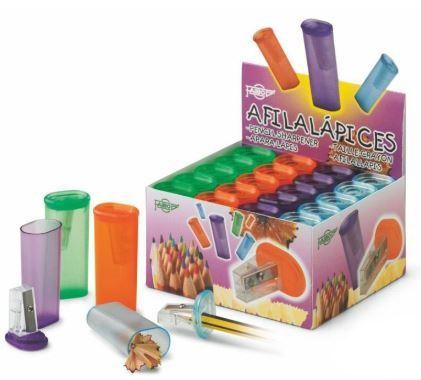 Faibo Espositore da 20 temperamatite a 1 foro con contenitore - 100% riciclabile - Colori assortiti