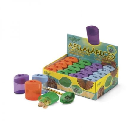 Faibo Espositore da 20 temperamatite a 2 fori con serbatoio - 100% riciclabile - Colori assortiti