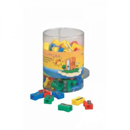 Faibo Confezione da 100 temperini in plastica con 1 foro - 100% riciclabili - Colori assortiti