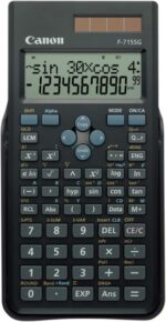 Canon F-715SG Calcolatrice scientifica con display LCD a 2 righe e 16 cifre - Calcolo interno fino a 16 cifre - 250 funzioni e caratteristiche - Custodia protettiva - Alimentazione solare e a batterie - Colore nero