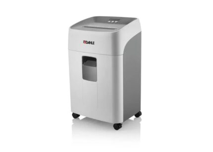 Dahle Deskside 404P Distruggidocumenti manuale a taglio in particelle P-4 - Distrugge fino a 21 fogli - Capacità del cestino 40 L - Ruote girevoli - Colore grigio