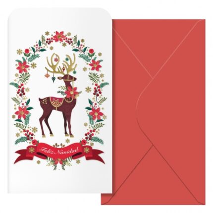 Dohe Caribu Confezione da 6 biglietti/portafogli di auguri natalizi con busta - Dimensioni 9x16 cm - Carta offset - Stampati a colori