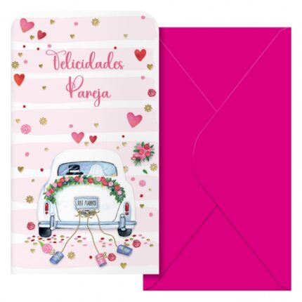 Dohe Wedding Confezione da 6 biglietti/portabiglietti di auguri di nozze con busta - Formato 9x16 cm - Carta offset - Stampa a colori