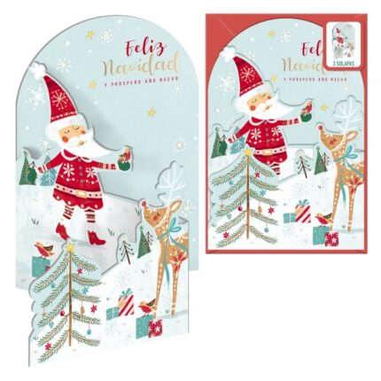 Dohe Babbo Natale sulla neve Confezione da 6 biglietti pieghevoli di auguri natalizi con busta - Stampati a colori