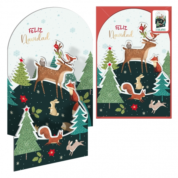 Dohe Animali nel Bosco Confezione da 6 biglietti pieghevoli di auguri natalizi con busta - Stampati a colori Dohe Animali nel Bosco Confezione da 6 biglietti pieghevoli di auguri natalizi con busta - Stampati a colori