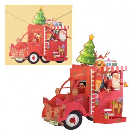 Dohe Truck Biglietto di auguri natalizi 3D con busta - Dimensioni 14