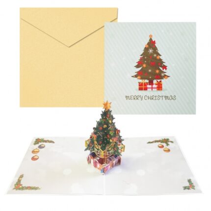 Dohe Christmas Tree Biglietto di auguri natalizi 3D con busta - Dimensioni 15x15 cm - Stampa a colori