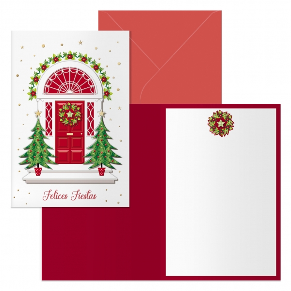 Dohe Red Door Confezione da 6 biglietti di auguri natalizi con busta - Dimensioni chiusi 11