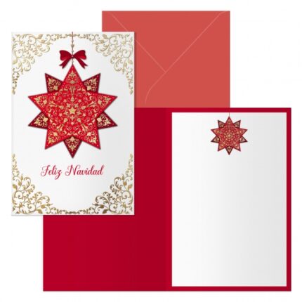 Dohe Golden Star Confezione da 6 biglietti di auguri natalizi con busta - Dimensioni chiusi 11