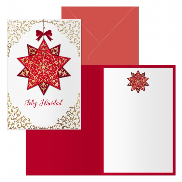 Dohe Golden Star Confezione da 6 biglietti di auguri natalizi con busta - Dimensioni chiusi 11