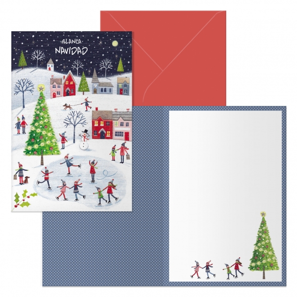 Dohe Ice Rink Confezione da 6 biglietti di auguri natalizi con busta - Dimensioni chiusi 11