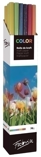 Espositore Fabrisa da 20 rotoli di carta da regalo - Carta Kraft vergata da 70 g - Dimensioni del rotolo 1 x 5 m - Colori assortiti