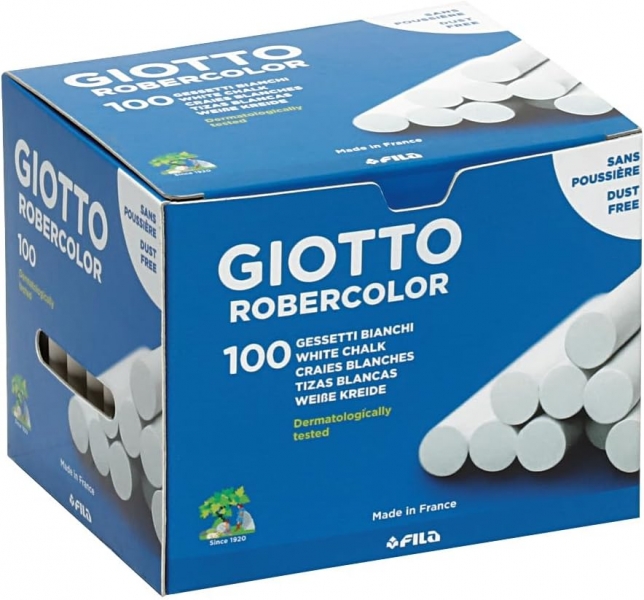 Giotto Robercolor Confezione da 100 gessetti rotondi - Testati dermatologicamente - Compatti e resistenti - Colore bianco