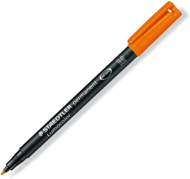 Staedtler Lumocolor 317 Pennarello permanente - Punta media arrotondata - Tratto 1 mm circa - Cappuccio con clip - Asciugatura rapida - Colore arancione