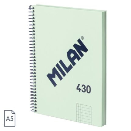Milan Serie 1918 Quaderno a spirale Formato A5 Griglia 5x5 mm - 80 fogli da 95 g/m² - Microperforato
