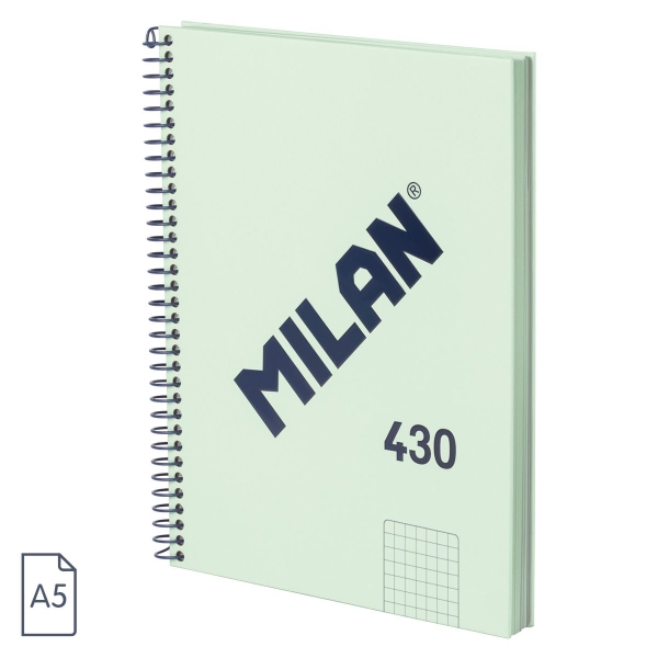 Milan Serie 1918 Quaderno a spirale Formato A5 Griglia 5x5 mm - 80 fogli da 95 g/m² - Microperforato