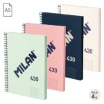 Milan Serie 1918 Confezione da 4 quaderni a spirale formato A5 griglia 5x5 mm - 80 fogli da 95 g/m² - Microperforati