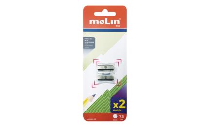 Molin Confezione da 2 temperamatite metallici a 1 foro per matite fino a 10 mm - Colore alluminio