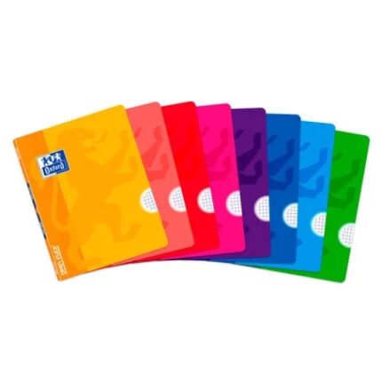 Oxford School Classic Openflex Quaderno rilegato A5+ 48 fogli a quadretti 4x4 con margine - Copertina in plastica traslucida - Ideale per studenti - Colori assortiti