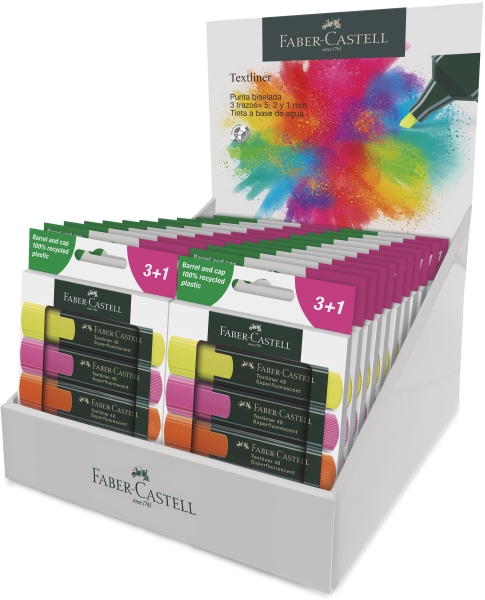 Faber-Castell Textliner 48 Espositore con 22 confezioni da 4 pennarelli fluorescenti - Punta smussata - Tratto tra 1