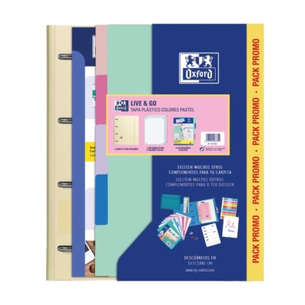 Oxford Europeanbinder Live & Go Raccoglitore formato A4+ con ricambio + divisori - Copertina in plastica Polyfoam - Colori pastello casuali