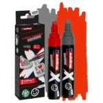 Edding X 6900 Confezione da 2 pennarelli permanenti multisuperficie a inchiostro opaco - Punta smussata con tratto 2-10 mm - Colore grigio e rosso