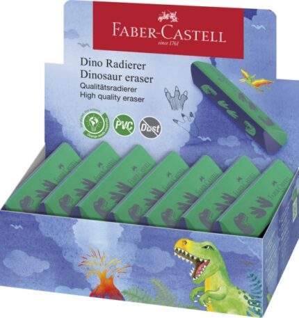Faber-Castell Gomma da cancellare senza PVC a forma di dinosauro - Forma triangolare ergonomica - Senza residui - Cancellazione pulita e facile