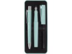 Faber-Castell Poly Pack con penna a sfera Poly Ball e penna stilografica Poly Pen con pennino B - Clip in metallo - Colore verde chiaro