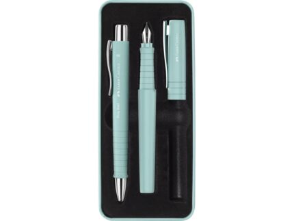 Faber-Castell Poly Pack con penna a sfera Poly Ball e penna stilografica Poly Pen con pennino B - Clip in metallo - Colore verde chiaro