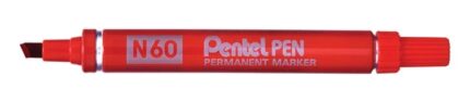 Pentel Pen N60 Pennarello permanente - Punta smussata resistente e durevole - Resistente all'acqua e alla luce - Colore rosso