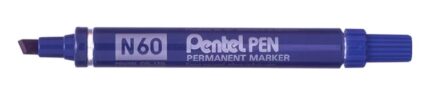 Pentel Pen N60 Pennarello permanente - Punta smussata resistente e durevole - Resistente all'acqua e alla luce - Colore blu