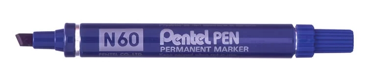 Pentel Pen N60 Pennarello permanente - Punta smussata resistente e durevole - Resistente all'acqua e alla luce - Colore blu
