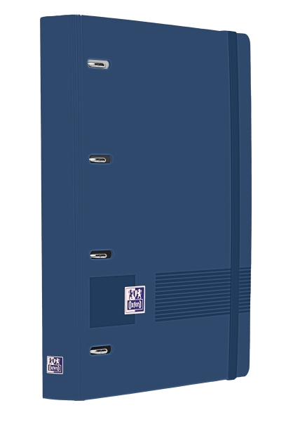 Oxford Europeanbinder Live & Go A4+ Raccoglitore formato A4+ con ricambio da 100 fogli a quadretti 5x5 mm - Copertina in polistirolo - Chiusura con elastico - Colore blu navy