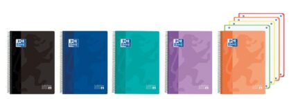 Oxford Europeanbook 4 Quaderno A5+ a quadretti 5x5 mm 120 fogli 90 g - Copertina super resistente - 4 strisce colorate - Colori vivaci assortiti