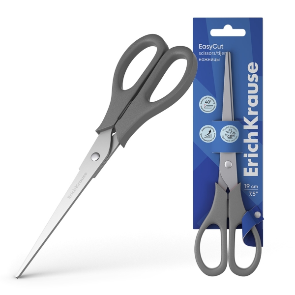 ErichKrause EasyCut Forbici in acciaio inossidabile 19 cm - Doppia affilatura avanzata - Colori assortiti a caso ErichKrause EasyCut Forbici in acciaio inossidabile 19 cm - Doppia affilatura avanzata - Colori assortiti a caso