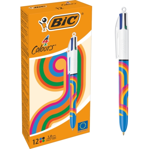 Bic 4 Colours Decors Lines Penna a sfera retrattile - Punta media da 1