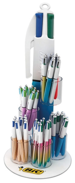 Bic 4 Colours Espositore da 60 penne a sfera retrattili + 100 penne Bic Cristal Blu in omaggio - Punta media da 1