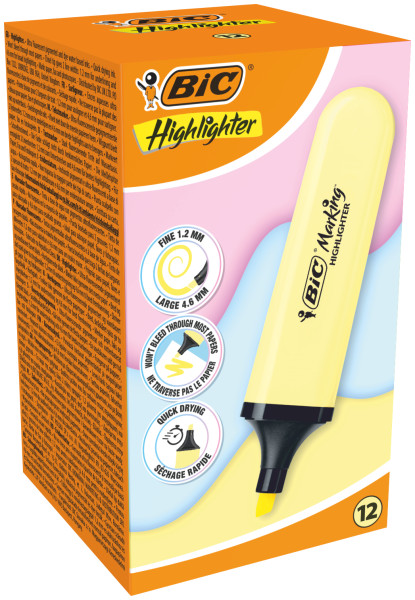 Bic Marking Highlighter Flat Evidenziatore fluorescente - Punta smussata - Tratto tra 1