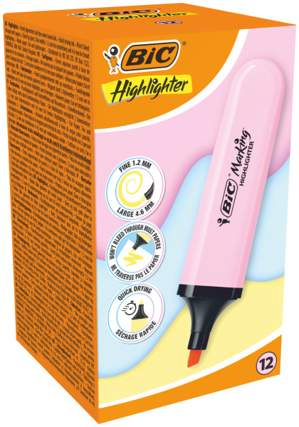 Bic Marking Highlighter Flat Evidenziatore fluorescente - Punta smussata - Tratto tra 1
