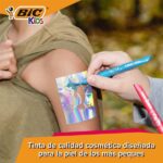 Bic Kids Tatuaggi Confezione da 5 pennarelli + 10 sagome per tatuaggi temporanei - Inchiostro dermatologicamente testato e senza profumo - Colori assortiti - immagine 3