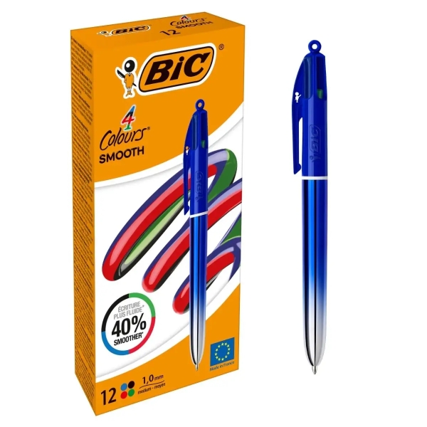 Bic 4 Colours Smooth Gradient Blu Penna a sfera retrattile - Punta media da 1