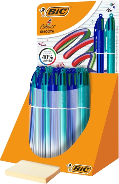 Bic 4 Colours Smooth Gradient Espositore da 30 penne a sfera retrattili - Punta media da 1
