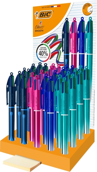 Bic 4 Colours Smooth Gradient e Drop Espositore da 36 penne a sfera retrattili - Punta media da 1