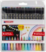 Edding 1200 Espositore con 15 confezioni da 15 pennarelli - Punta tonda - Inchiostro a base d'acqua - Colori metallici e glitter assortiti - immagine 2