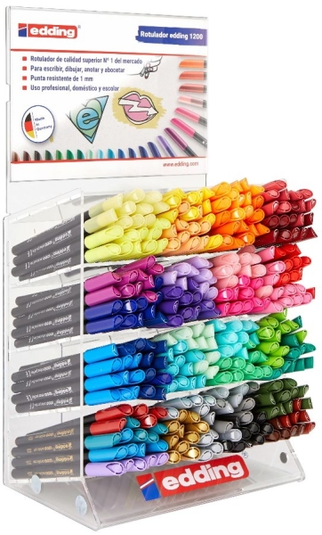 Edding 1200 Espositore con 320 pennarelli - Punta rotonda - Inchiostro a base d'acqua - Colori assortiti