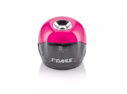 Tappacarte elettrico Dahle 250 - Per matite da Ø 8 mm - Ampio contenitore trasparente - Alimentazione a batterie AA - Colore rosa