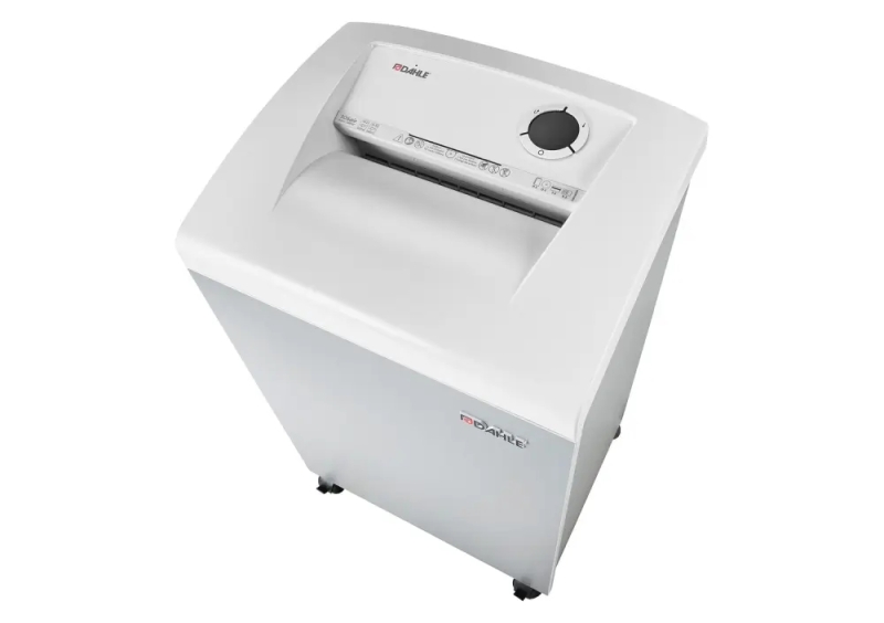 Dahle 306air Team Distruggidocumenti manuale a taglio in particelle P-3 - Distrugge fino a 20 fogli - Cestino da 60 L - Filtro antipolvere CleanTEC® - Ruote con freno - Colore bianco