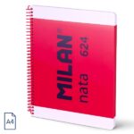 Milan Nata 624 Quaderno a spirale formato A4 a quadretti 5x5 mm - 80 fogli da 95 g/m² - Microperforato